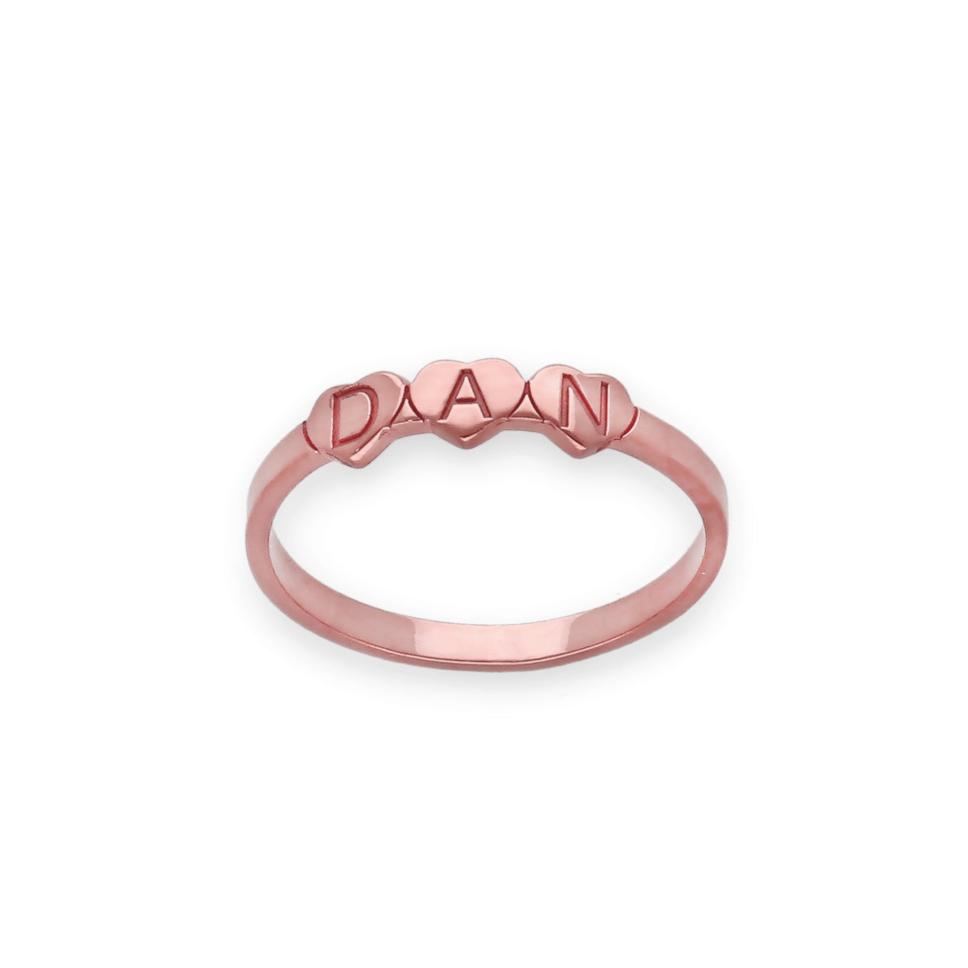 Anillo Dina Corazones letras en Plata 925 con Baño de Oro 18k