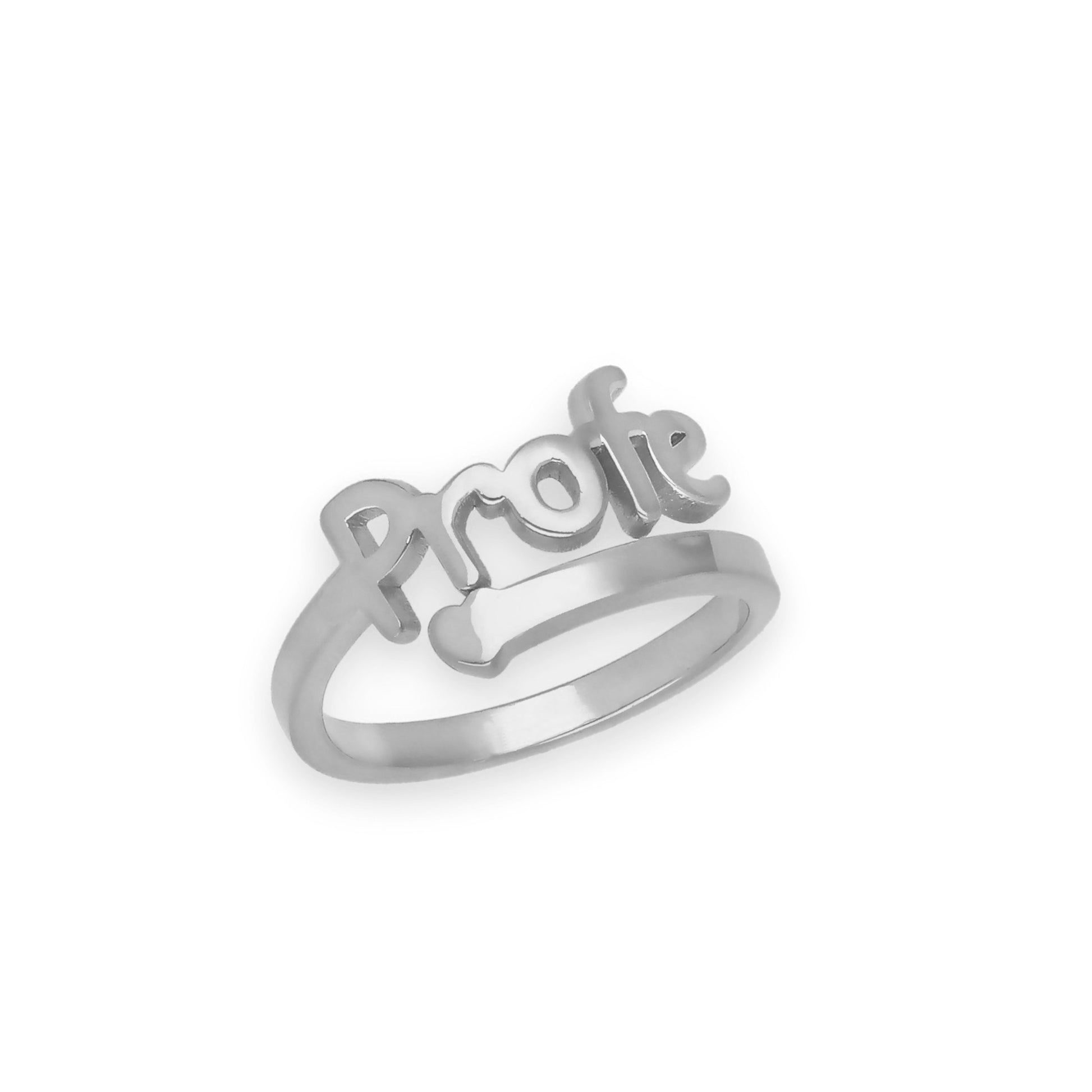 Anillo Profe Nombre en Plata de Ley 925 y Baño Oro 18k