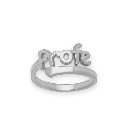 Anillo Profe Nombre en Plata de Ley 925 y Baño Oro rosa 18k