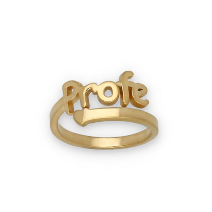 Anillo Profe Nombre en Plata de Ley 925 y Baño Oro rosa 18k