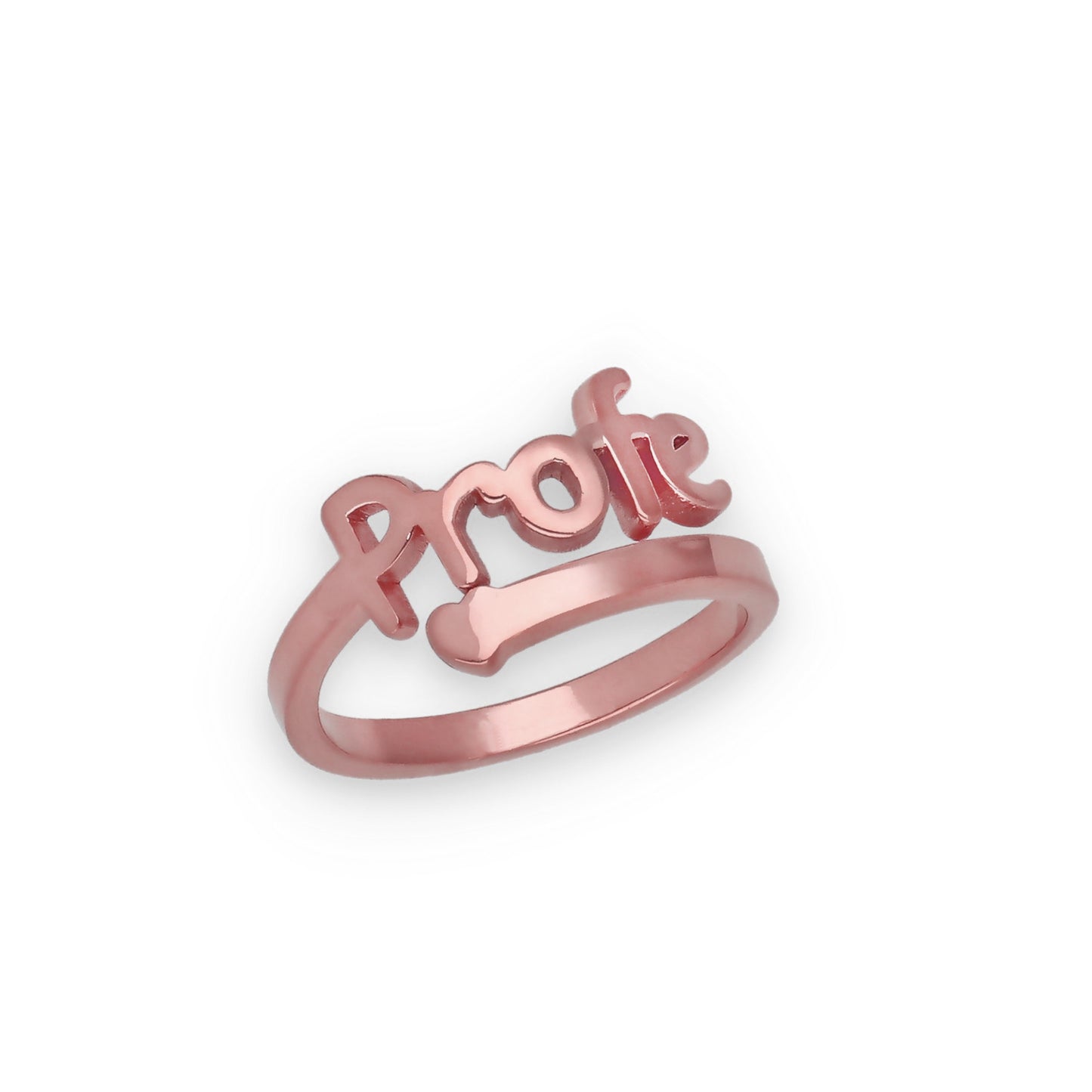 Anillo Profe Nombre en Plata de Ley 925 y Baño Oro rosa 18k