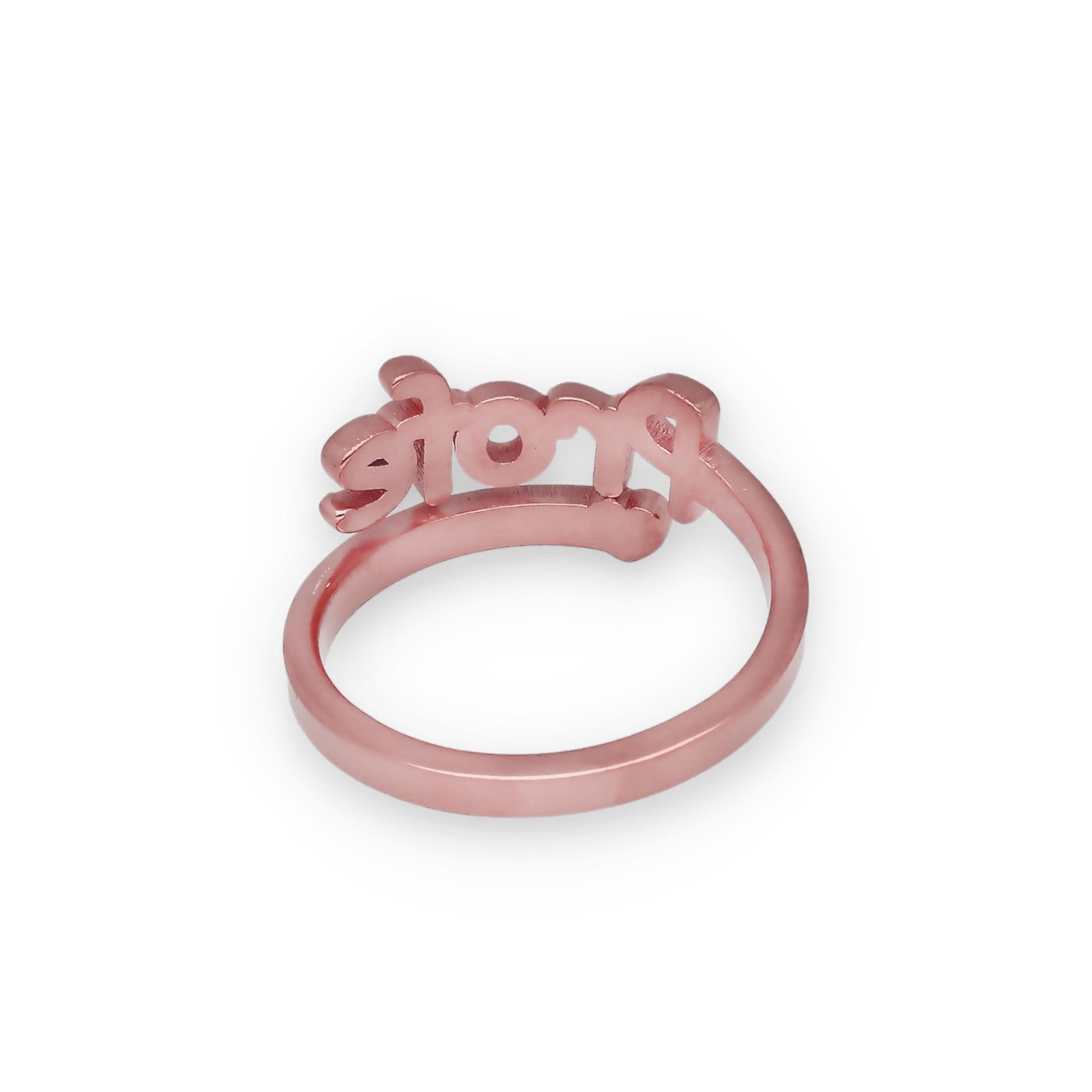 Anillo Profe Nombre en Plata de Ley 925 y Baño Oro rosa 18k