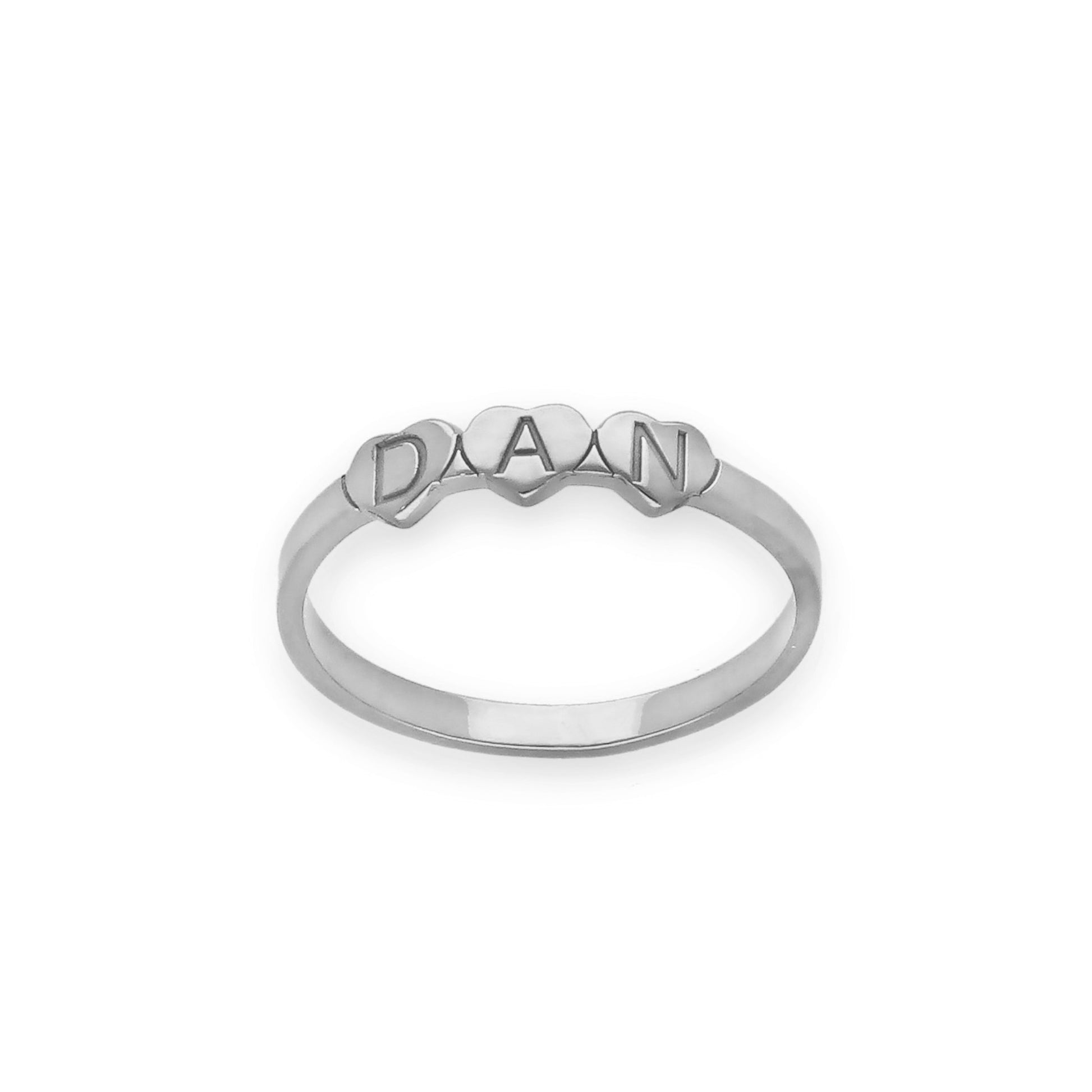 Anillo Dina Corazones letras en Plata 925 con Baño de Oro Rosa 18k