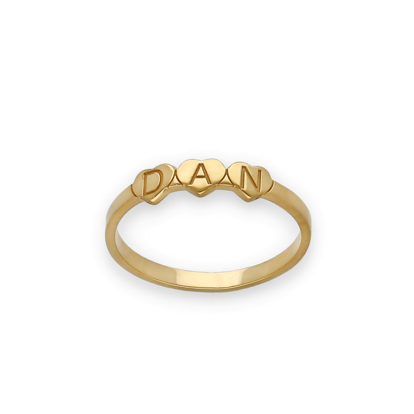 Anillo Dina Corazones letras en Plata 925 con Baño de Oro Rosa 18k