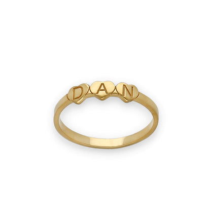 Anillo Dina Corazones letras en Plata 925 con Baño de Oro Rosa 18k