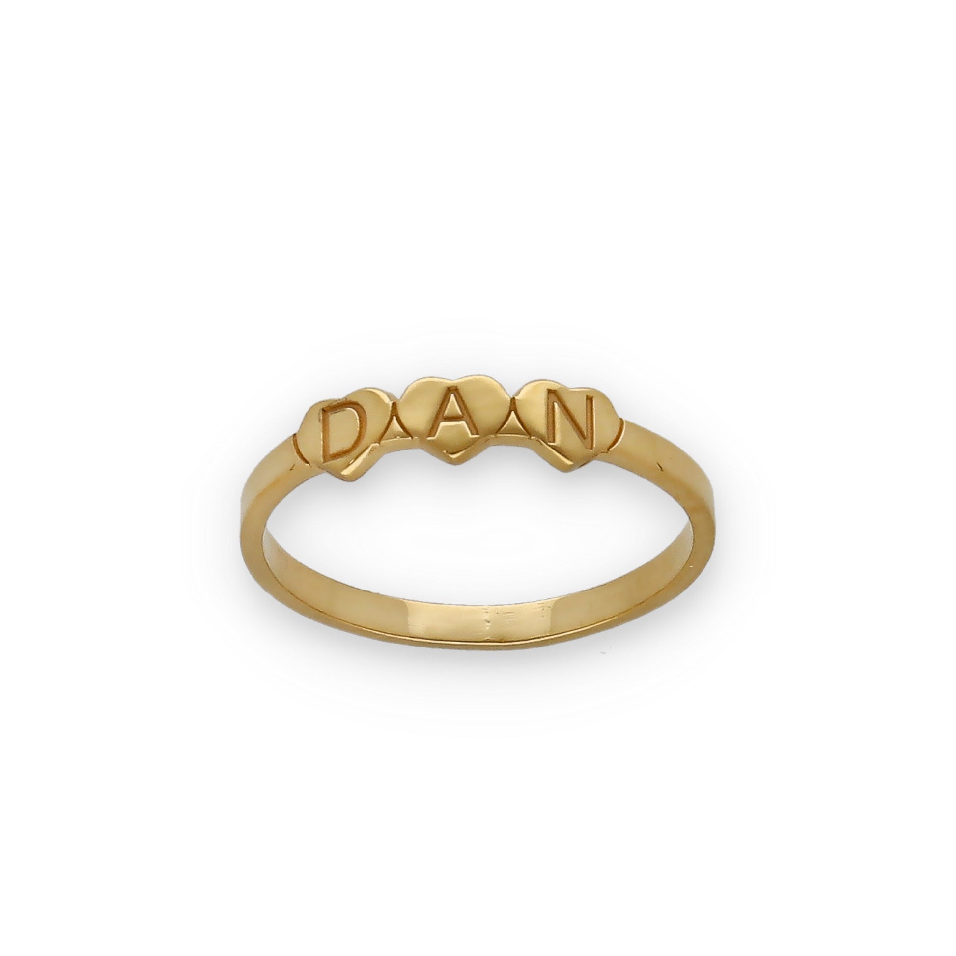 Anillo Dina Corazones letras en Plata 925 con Baño de Oro Rosa 18k