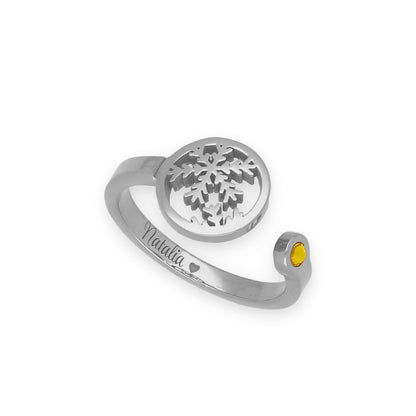 Anillo Bola Navidad en Plata 925 y Cristal de Swarovski Personalizable