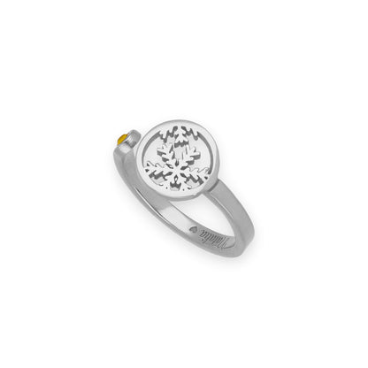 Anillo Bola de Navidad en Plata con Baño de Oro y Cristal de Swarovski Personalizable