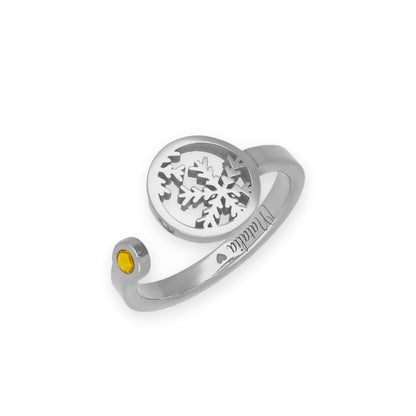 Anillo Bola de Navidad en Plata con Baño de Oro y Cristal de Swarovski Personalizable