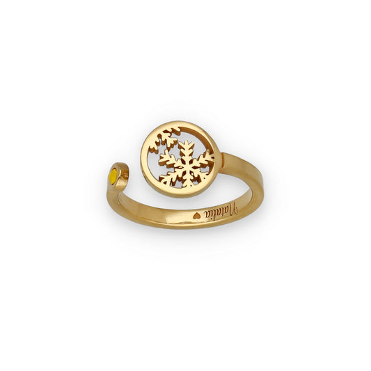 Anillo Bola de Navidad en Plata con Baño de Oro y Cristal de Swarovski Personalizable