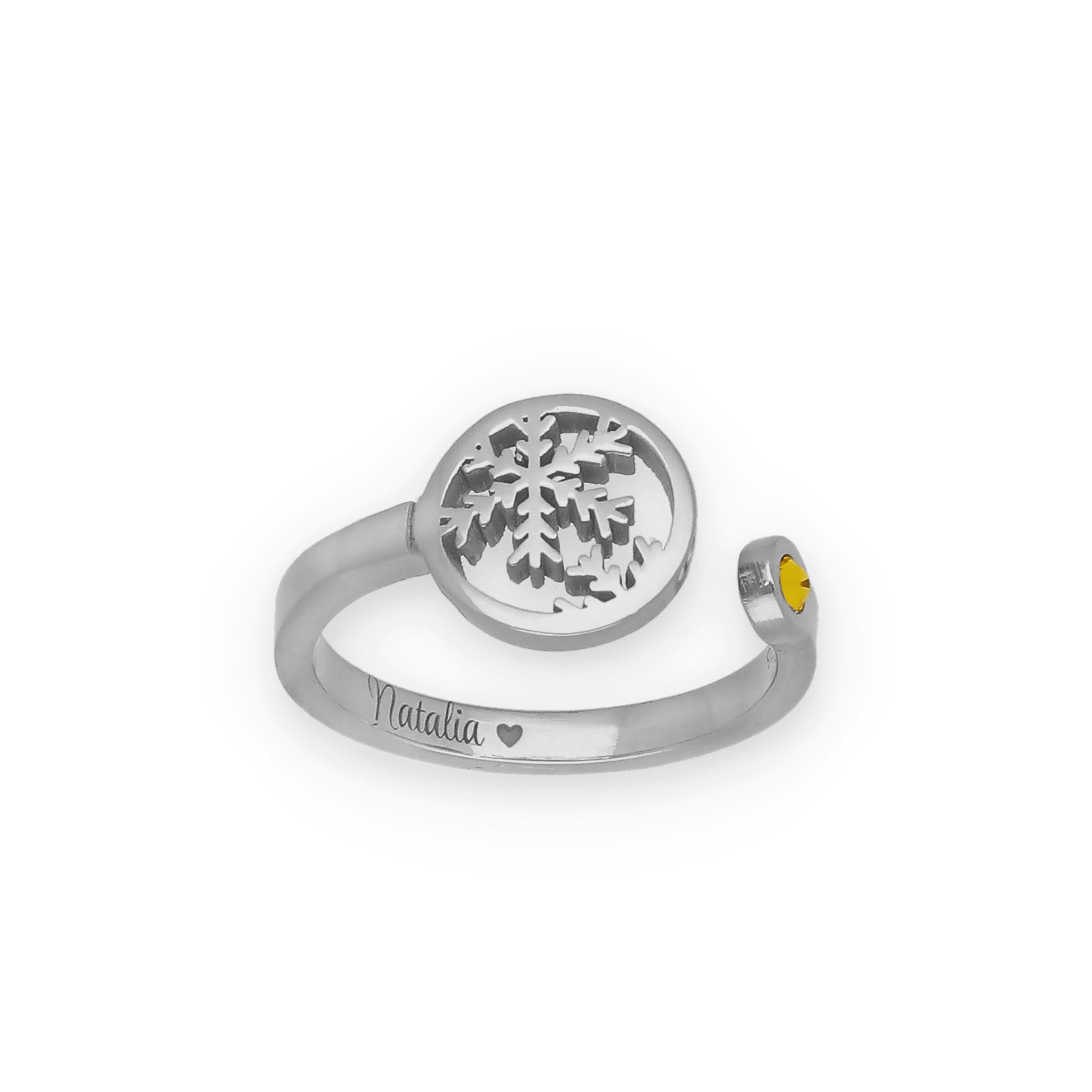 Anillo Bola de Navidad en Plata con Baño de Oro Rosa y Cristal de Swarovski Personalizable