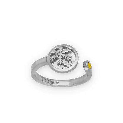 Anillo Bola de Navidad en Plata con Baño de Oro Rosa y Cristal de Swarovski Personalizable