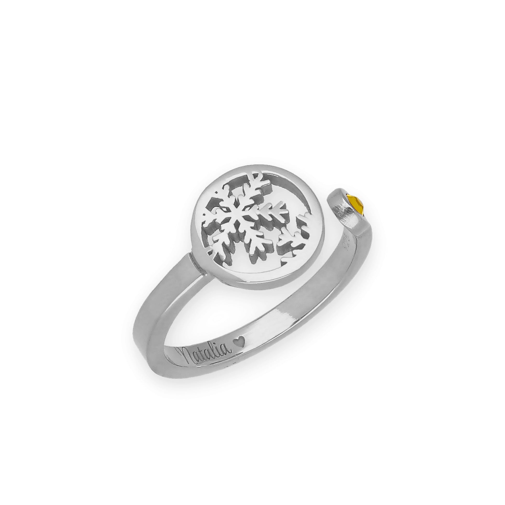 Anillo Bola de Navidad en Plata con Baño de Oro Rosa y Cristal de Swarovski Personalizable