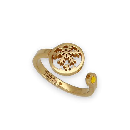 Anillo Bola de Navidad en Plata con Baño de Oro Rosa y Cristal de Swarovski Personalizable