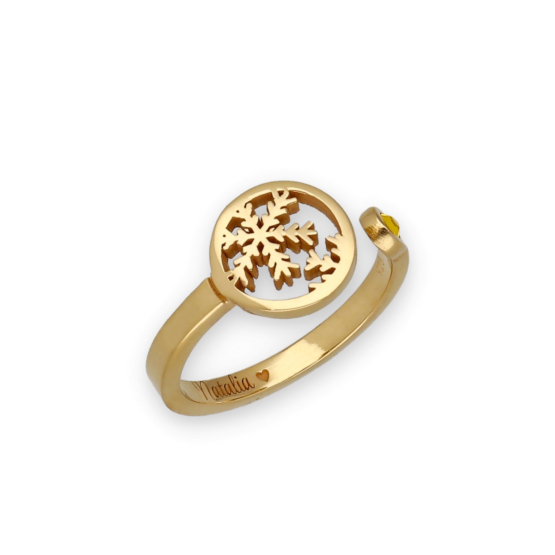 Anillo Bola de Navidad en Plata con Baño de Oro Rosa y Cristal de Swarovski Personalizable
