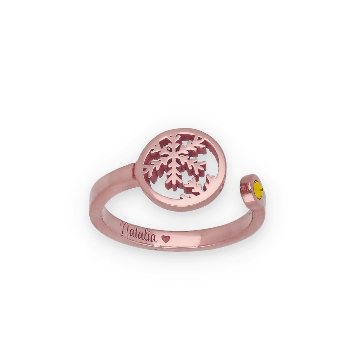 Anillo Bola de Navidad en Plata con Baño de Oro Rosa y Cristal de Swarovski Personalizable