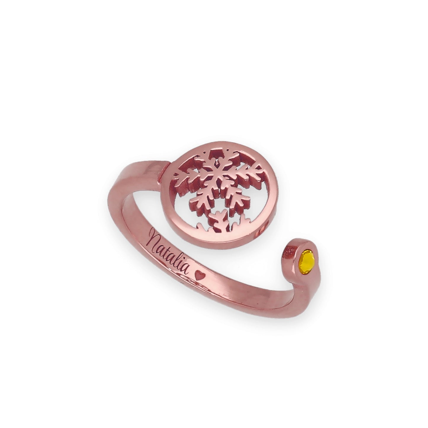 Anillo Bola de Navidad en Plata con Baño de Oro Rosa y Cristal de Swarovski Personalizable