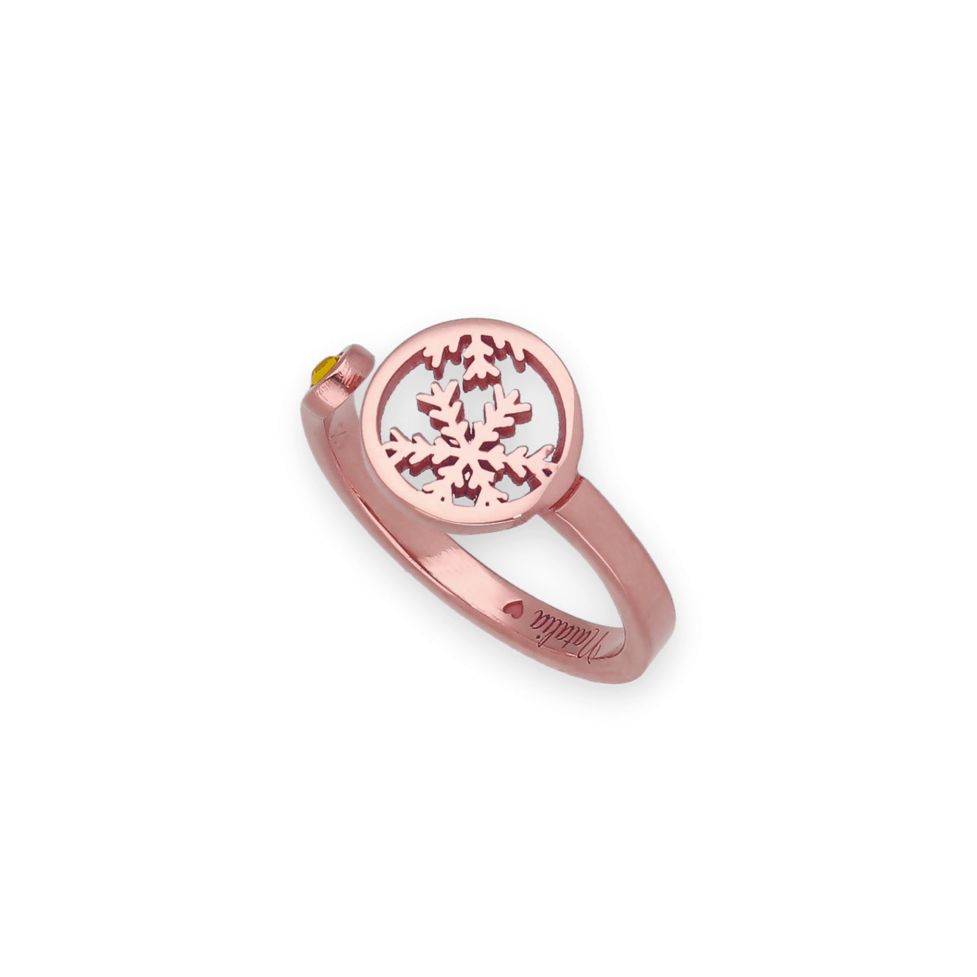 Anillo Bola de Navidad en Plata con Baño de Oro Rosa y Cristal de Swarovski Personalizable
