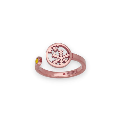 Anillo Bola de Navidad en Plata con Baño de Oro Rosa y Cristal de Swarovski Personalizable