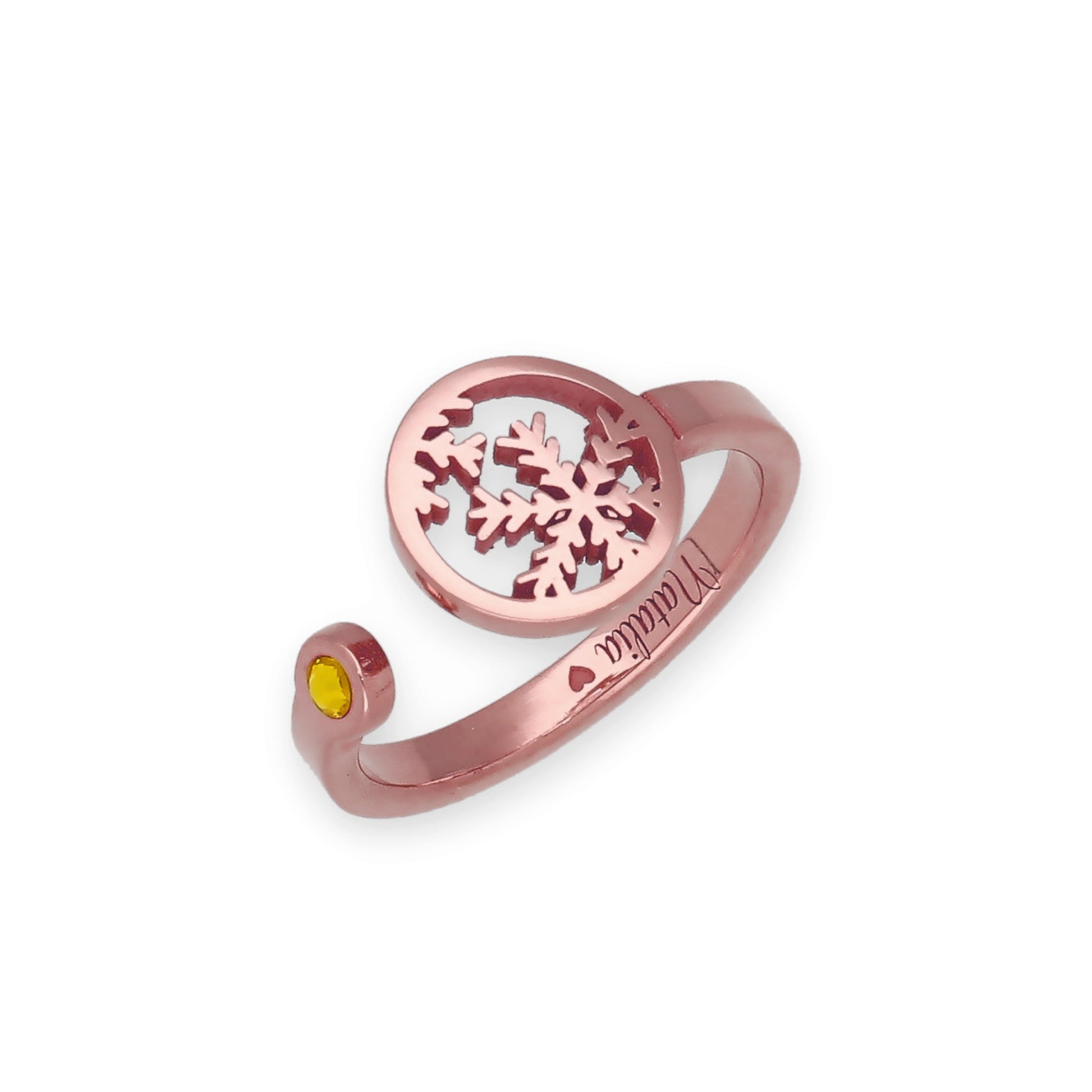 Anillo Bola de Navidad en Plata con Baño de Oro Rosa y Cristal de Swarovski Personalizable