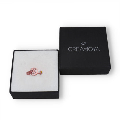 Anillo Bola de Navidad en Plata con Baño de Oro Rosa y Cristal de Swarovski Personalizable