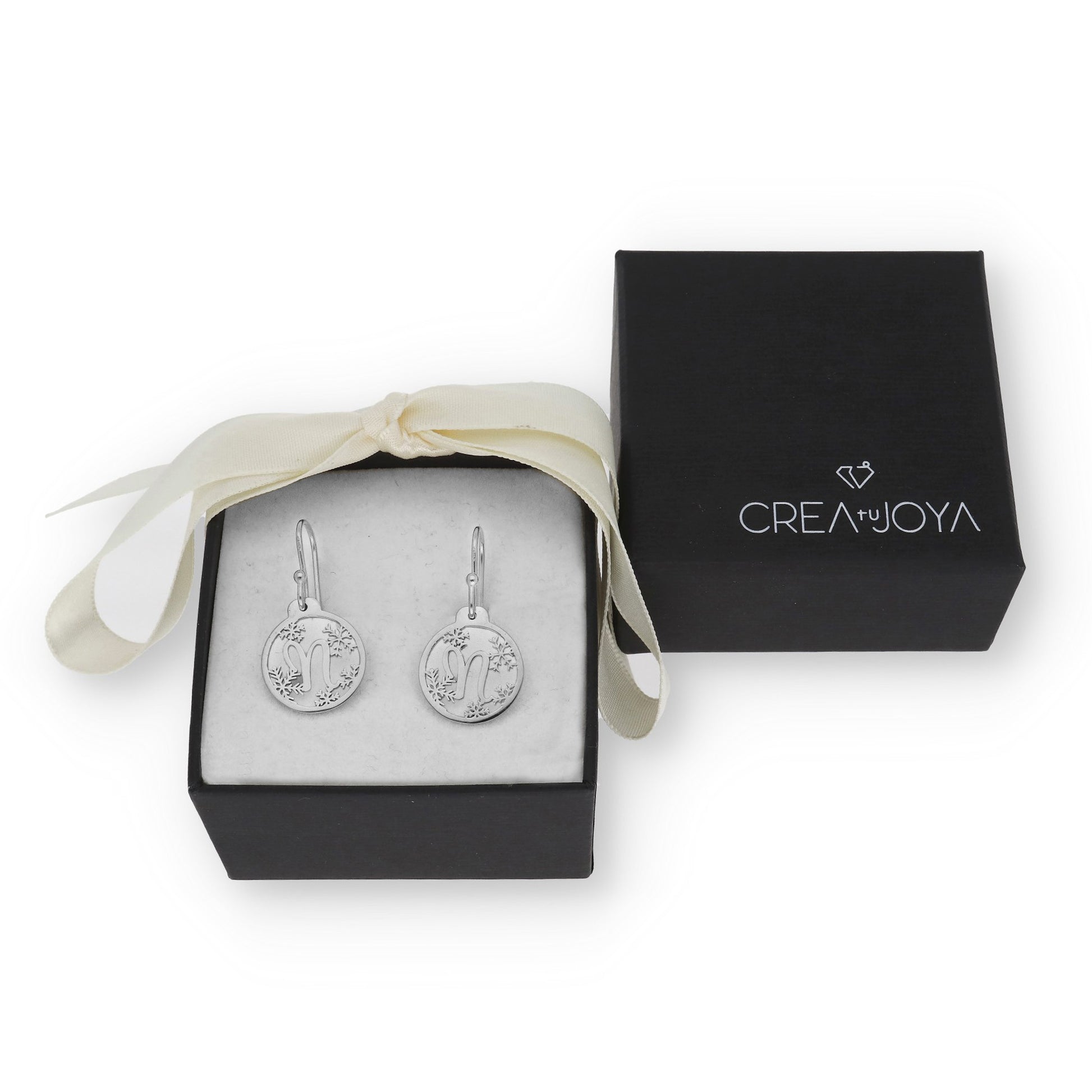 Pendientes Bola de Navidad en Plata 925 Inicial Personalizable