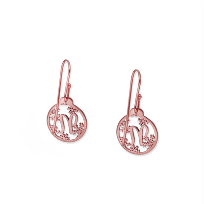 Pendientes Bola de Navidad en Plata y Baño de Oro 18k Inicial Personalizable