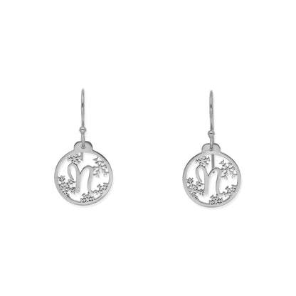 Pendientes Bola de Navidad en Plata y Baño de Oro Rosa 18k Inicial Personalizable