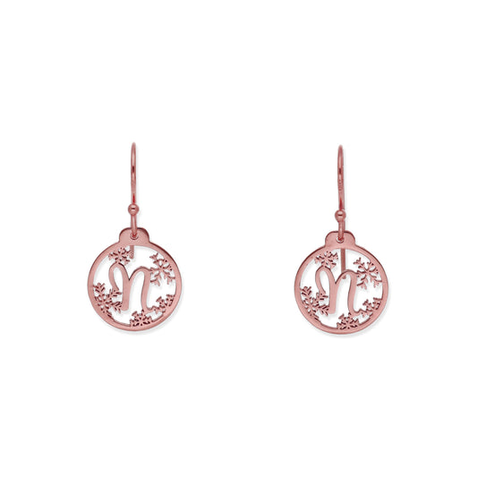 Pendientes Bola de Navidad en Plata y Baño de Oro Rosa 18k Inicial Personalizable
