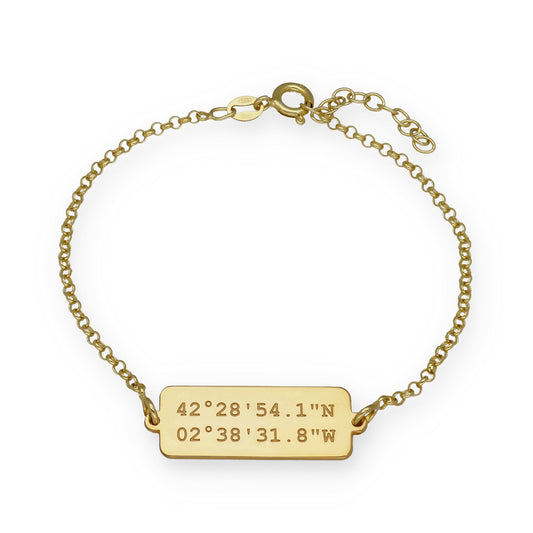 Pulsera Hades Coordenadas en Plata de Ley 925 y Baño Oro 18k