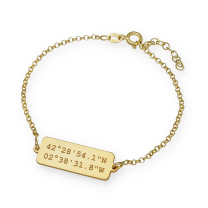 Pulsera Hades Coordenadas en Plata de Ley 925 y Baño Oro 18k