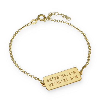 Pulsera Hades Coordenadas en Plata de Ley 925 y Baño Oro 18k