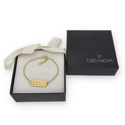 Pulsera Hades Coordenadas en Plata de Ley 925 y Baño Oro 18k