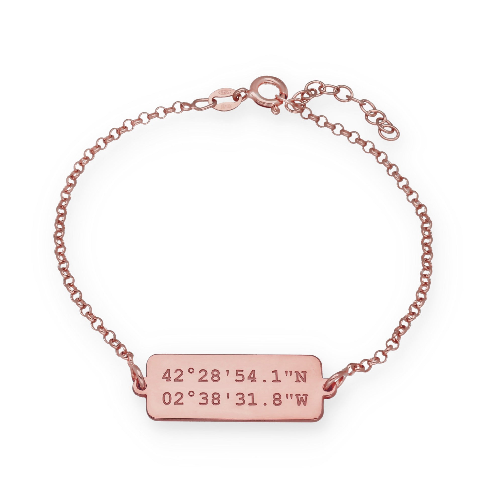 Pulsera Hades Coordenadas en Plata de Ley 925 con baño Oro rosa 18k