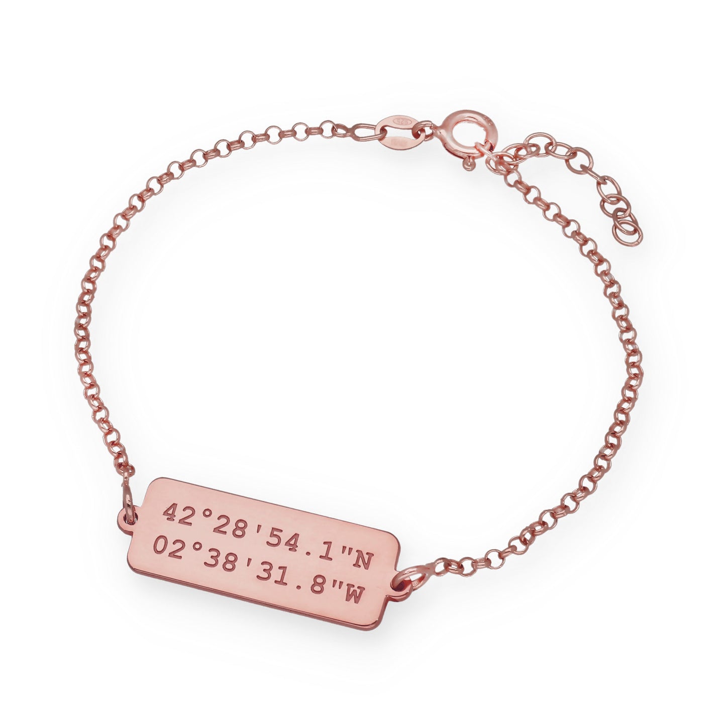 Pulsera Hades Coordenadas en Plata de Ley 925 con baño Oro rosa 18k