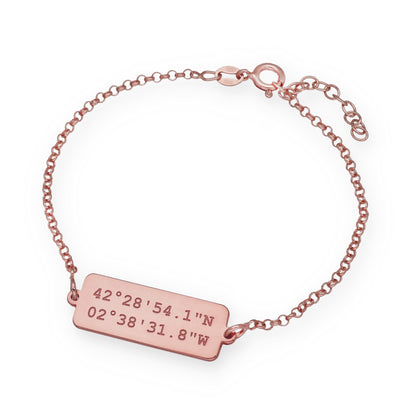 Pulsera Hades Coordenadas en Plata de Ley 925 con baño Oro rosa 18k