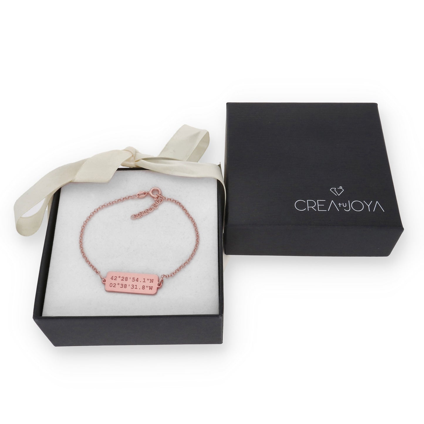 Pulsera Hades Coordenadas en Plata de Ley 925 con baño Oro rosa 18k