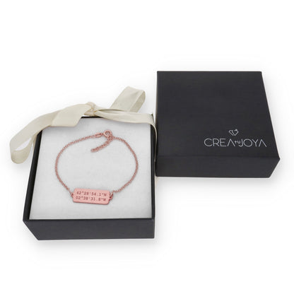 Pulsera Hades Coordenadas en Plata de Ley 925 con baño Oro rosa 18k