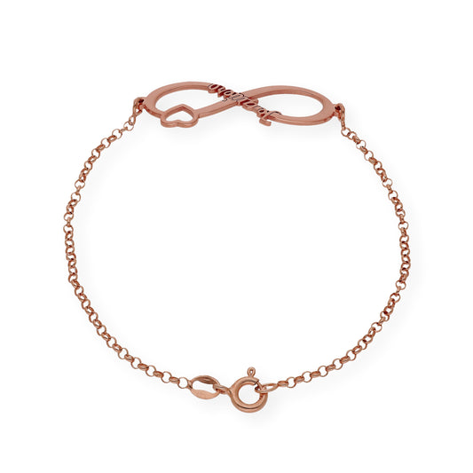 Pulsera Te Quiero Infinito en Plata de Ley 925 con baño Oro rosa 18k