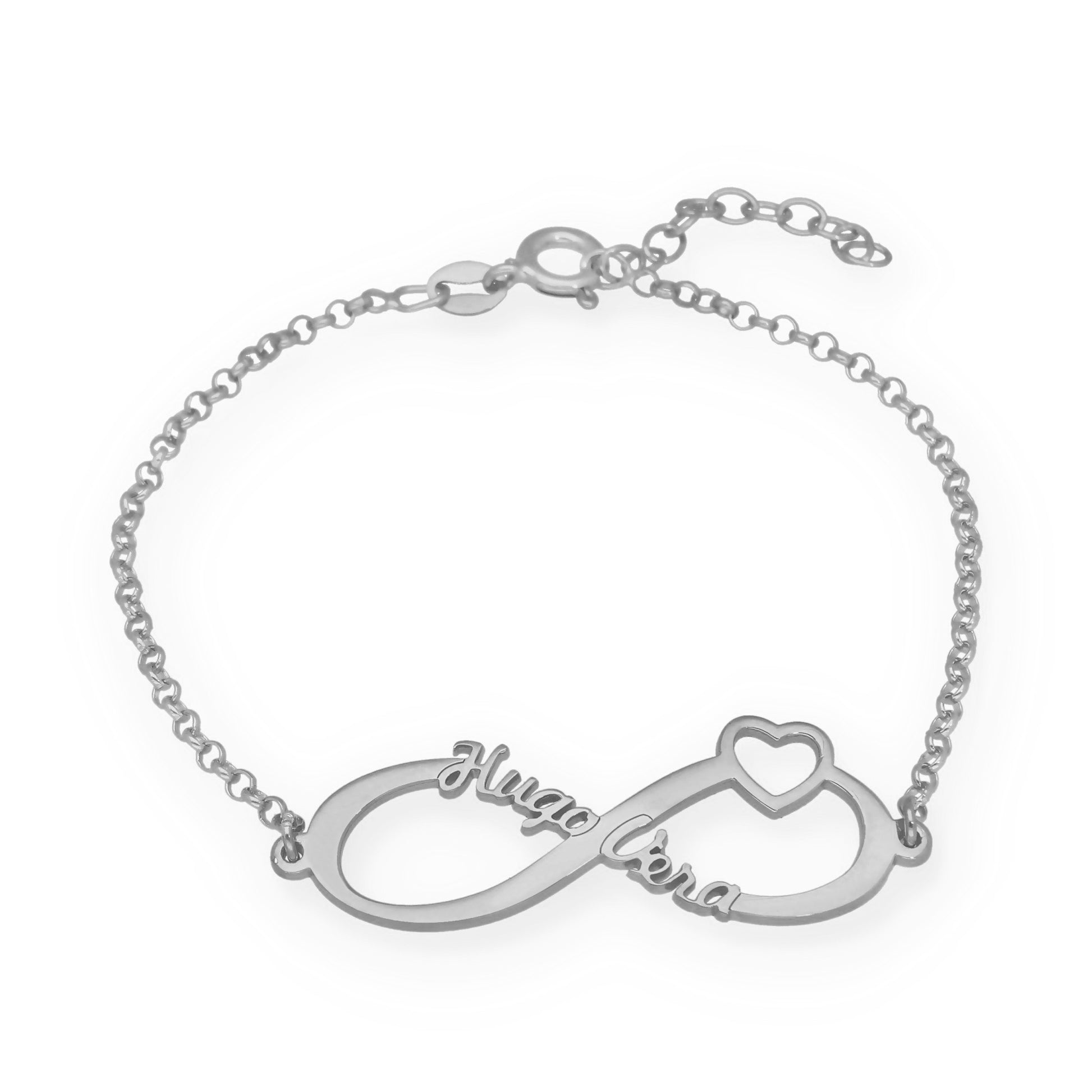 Pulsera Cuore Infinito Nombres en Plata de Ley 925
