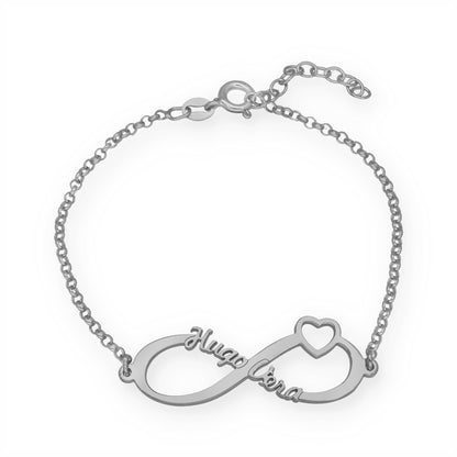 Pulsera Cuore Infinito Nombres en Plata de Ley 925