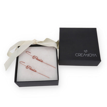 Pendientes Liana en Plata de Ley 925 y baño Oro rosa 18k