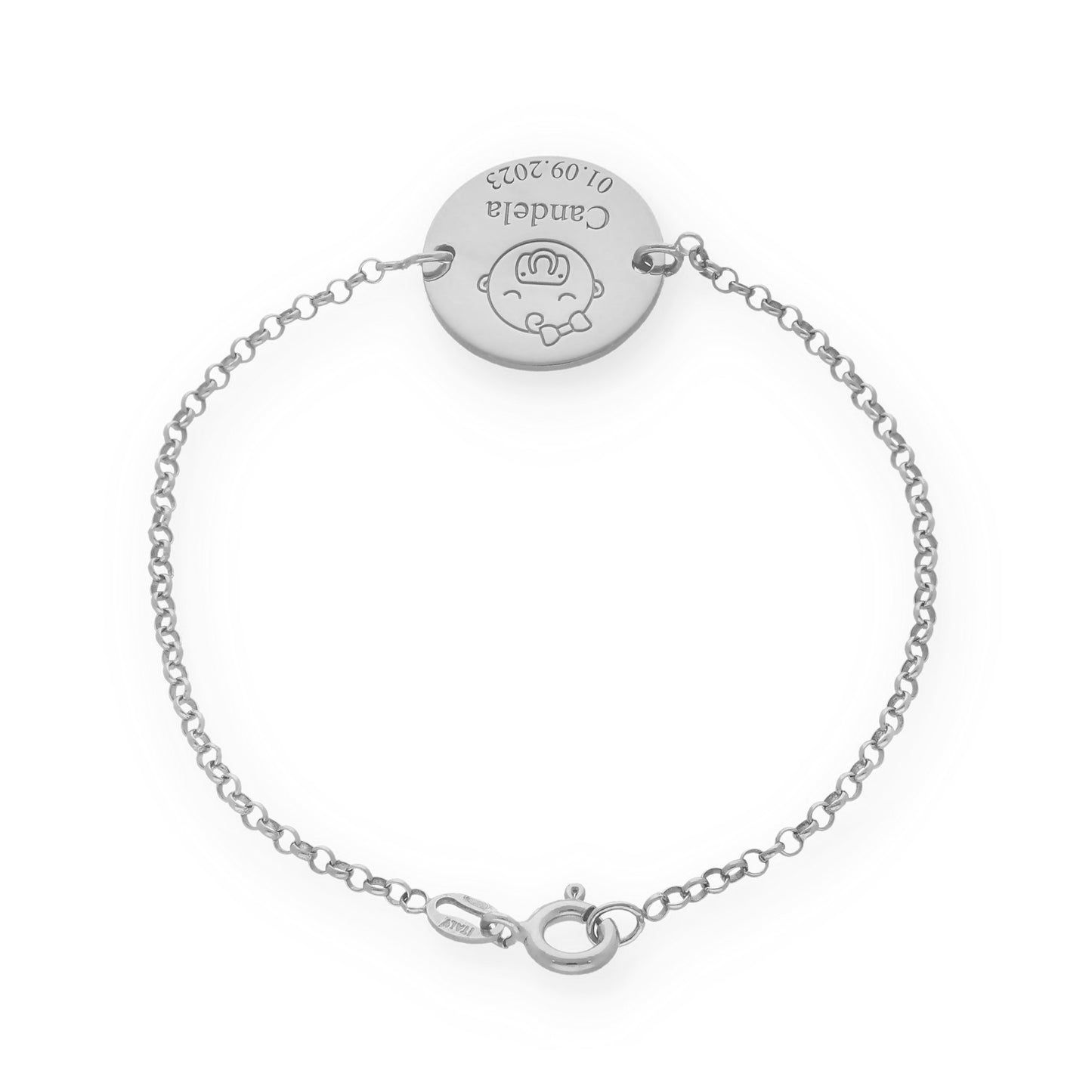 Pulsera Baby Nombre y fecha en Plata de Ley 925