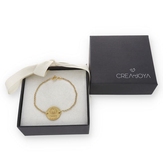 Pulsera Baby Nombre y fecha en Plata de Ley 925 y baño Oro 18k