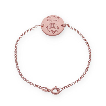 Pulsera Baby Nombre y fecha en Plata de Ley 925 y baño Oro 18k