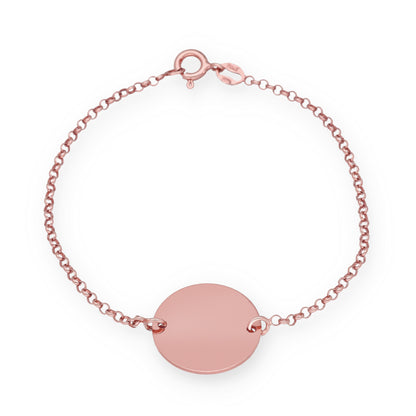 Pulsera Baby Nombre y fecha en Plata de Ley 925 y baño Oro rosa 18k.