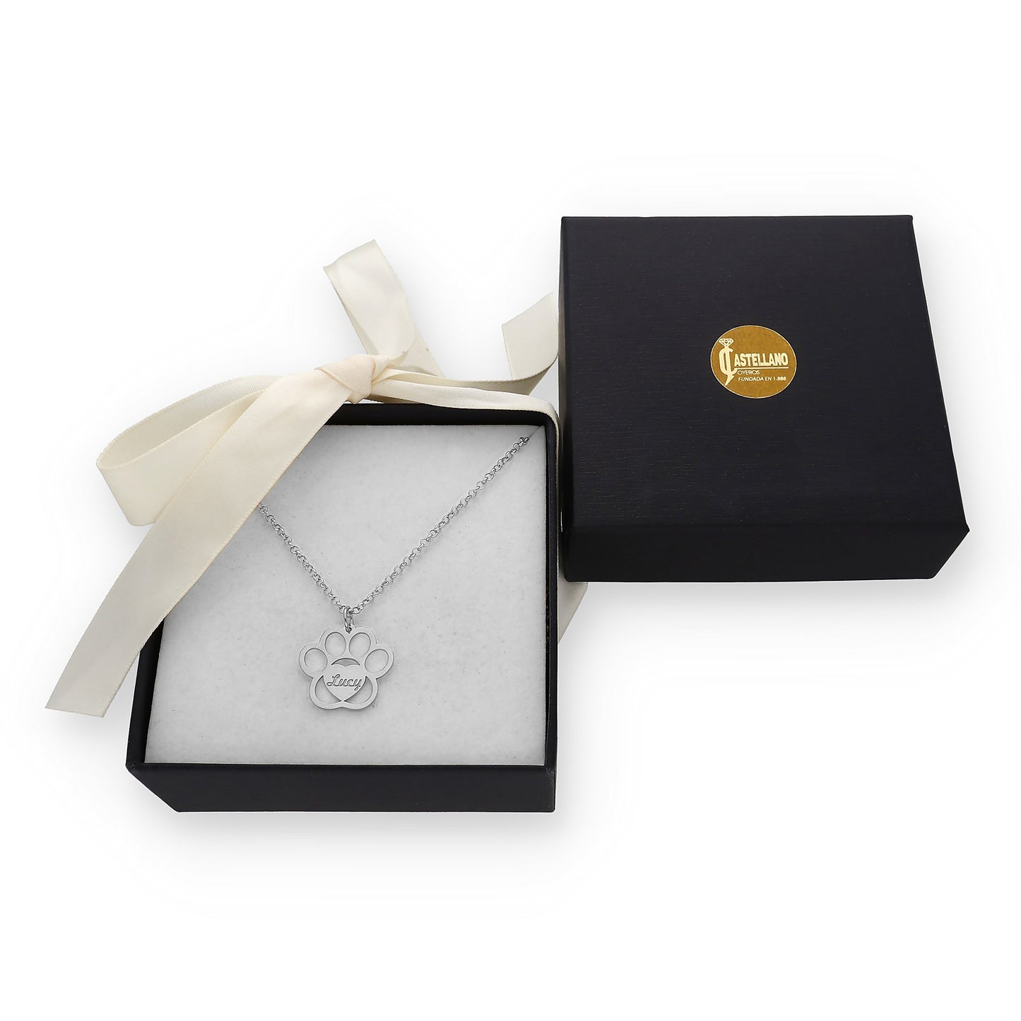 Colgante Dagui Huella y nombre en Plata de Ley 925 y baño Oro 18k.