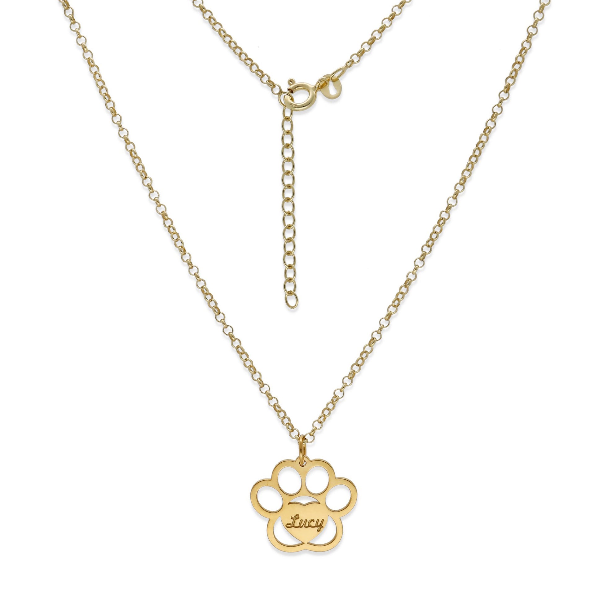 Colgante Dagui Huella y nombre en Plata de Ley 925 y baño Oro 18k.