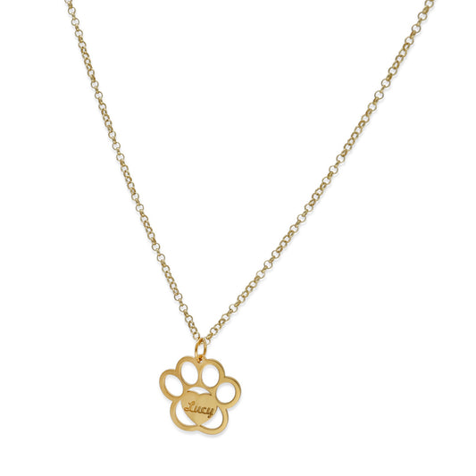 Colgante Dagui Huella y nombre en Plata de Ley 925 y baño Oro 18k.