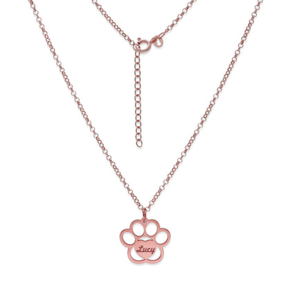 Colgante Dagui Huella y nombre en Plata de Ley 925 y baño Oro rosa 18k